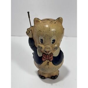 Vintage 1939 Marx Porky Pig Leon Schlesinger Tin Litho  Mechanical Toy
